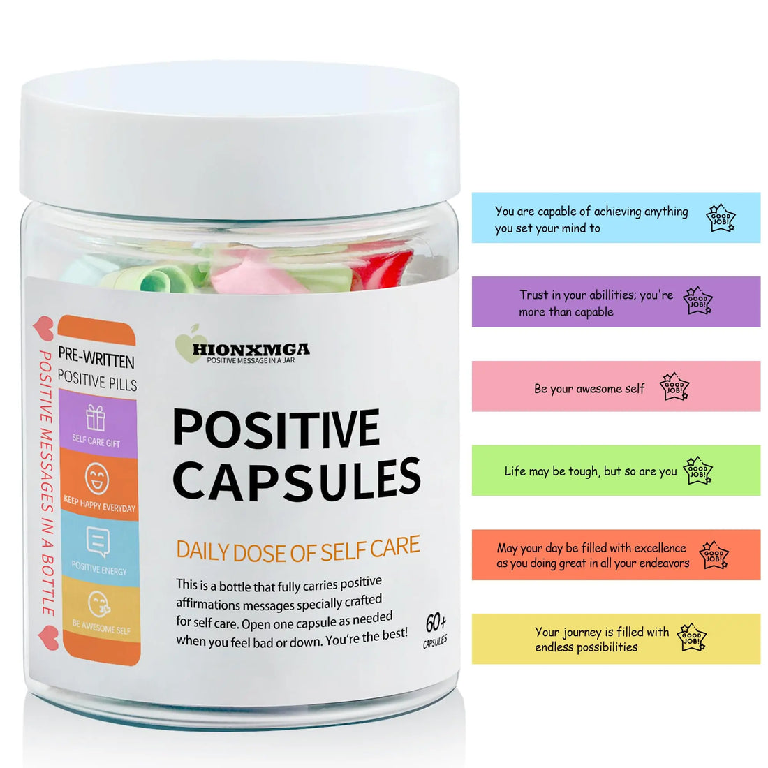HIONXMGA Positive Messages in a Bottle (60+ Positive Affirmations),Self Care Gifts for Women Men HIONXMGA uk supplements