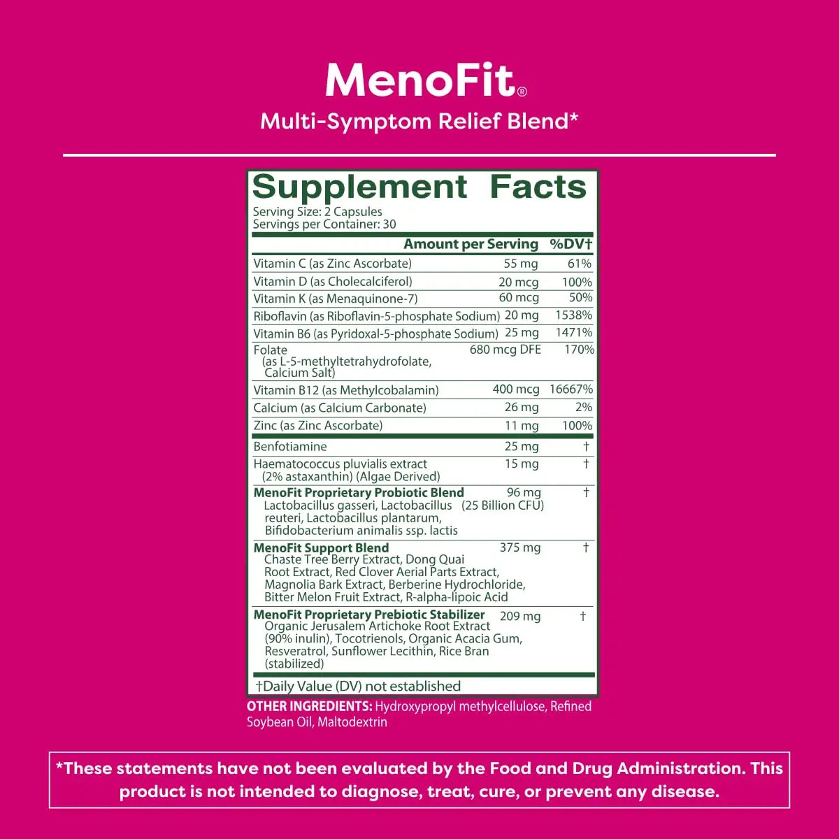 MENOLABS MenoFit, Menopause Supplements for Women - 60 Capsules - Advanced Women’s Probiotic with Vitamins and Red Clover for Gut Health, Hot Flashes and Hormone Balance for Women MENOLABSAU supplements