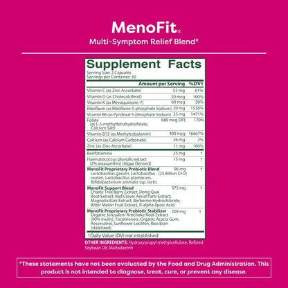 MENOLABS MenoFit, Menopause Supplements for Women - 60 Capsules - Advanced Women’s Probiotic with Vitamins and Red Clover for Gut Health, Hot Flashes and Hormone Balance for Women MENOLABSAU supplements