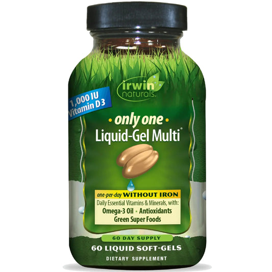 Irwin Naturals Only One Liquid-Gel Multi - 60 Liquid Softgels - No Iron Daily Essential Vitamins, Minerals, Antioxidants, Omega-3 & Green Super Foods Irwin NaturalsAU supplements