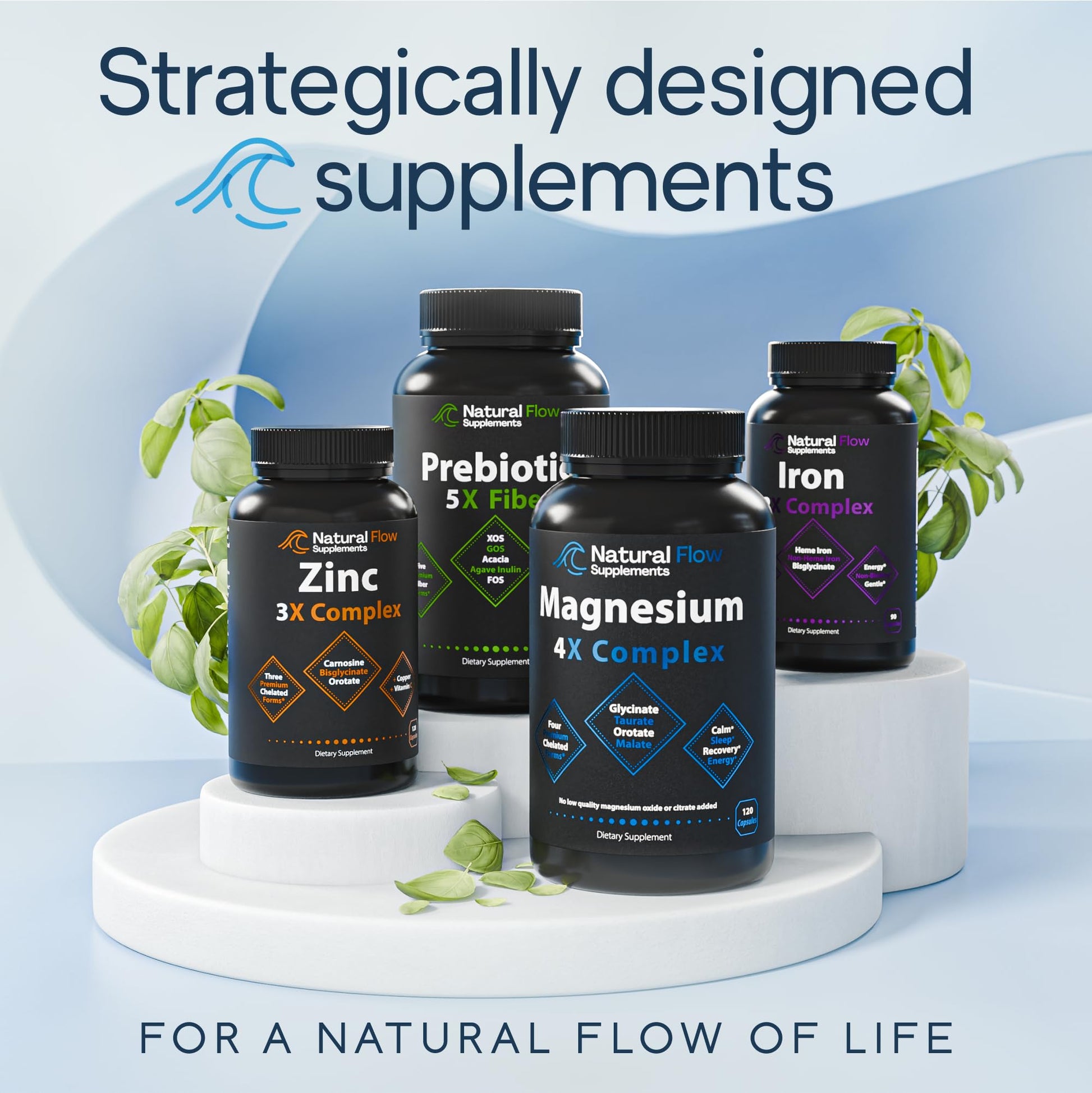 Natural Flow 4X Magnesium Supplement, Magnesium Glycinate, Taurate, Malate, Orotate Complex, Calm Sleep and Cramp Support Blend, No Mag Citrate or Oxide, 120 Capsules Natural Flow Supplements Au supplements