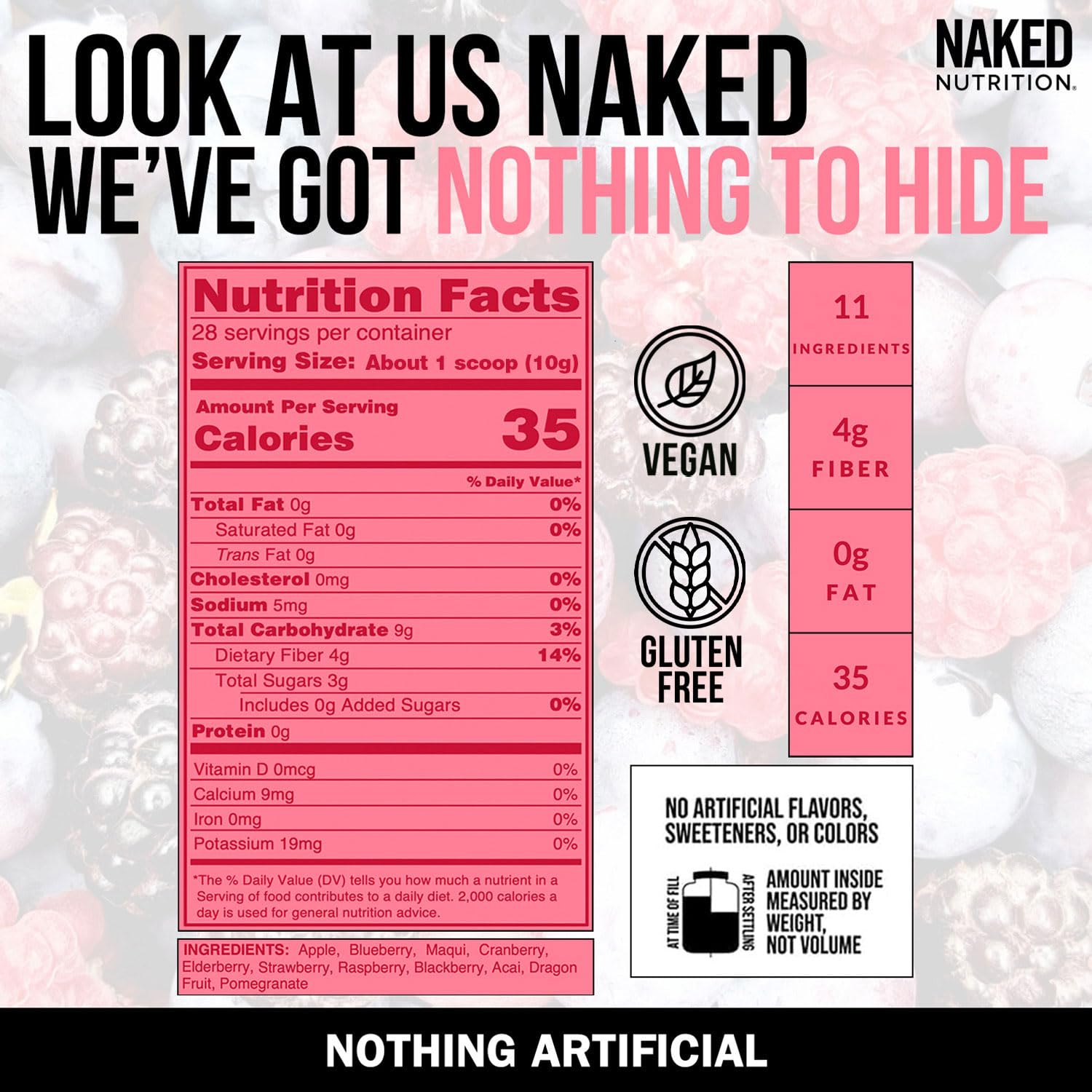 NAKED Reds Superfood Powder - Healthy, Energizing Polyphenol Fruit Powder Mix, No Fillers, No Additives, Vegan, Non-GMO, Gluten Free - 28 Servings NAKED Au supplements