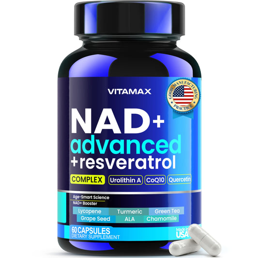 Liposomal NAD+ Supplement Extra Strength | Urolithin A, Resveratrol, CoQ10 - Women & Men - ALA, Green Tea, Quercetin, Lycopene | High Purity, Energy & Regeneration - Made in USA – 60ct VitamaxBuy Supplements Australia