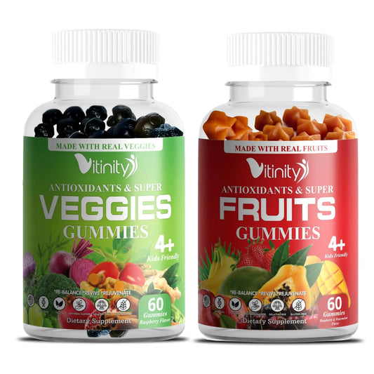 VITINITY Made with Real Fruit-Real Veggie Gummies-Superfood Vegetable Vitamin Supplement for Women,Men,Kids-Blend of Fruit and Greens for Daily Health.Fruits and Vegetables Supplements (30-Day Supply) VITINITYAU supplements