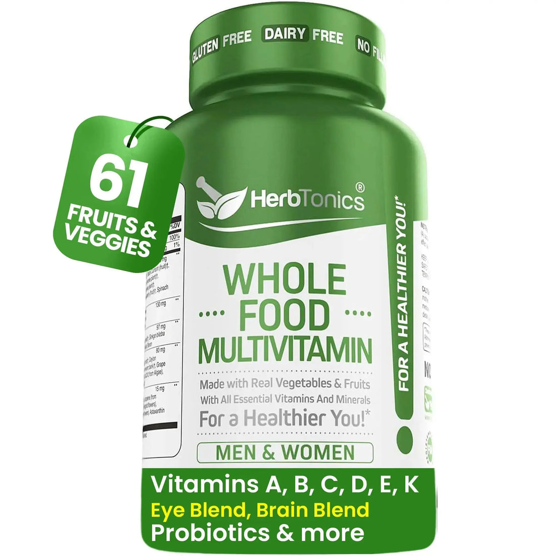 Herbtonics Whole Food Multivitamin for Men & Women – Vegan Multivitamin with Real Fruits & Veggies, Probiotics, CoQ10 Herbtonics AU supplements