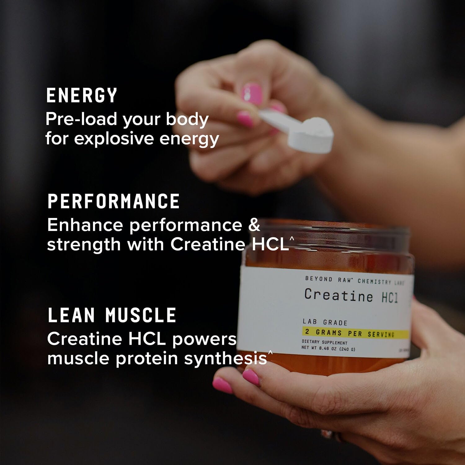 BEYOND RAW Creatine HCl Powder, Science Backed, Lab Grade, Creatine for Women & Men, Muscle Strength, Energy Production, Athletic Performance, Cognitive Support,