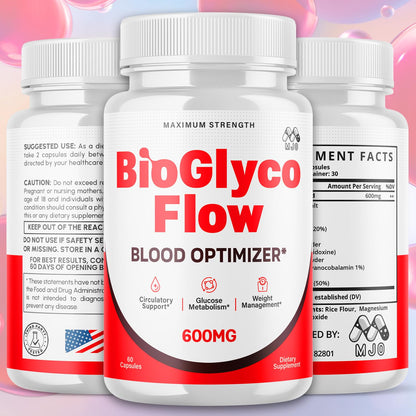 (2 Pack) BioGlyco Flow Blood Optimizer Capsules, Official BioGlyco Flow Pills with All Natural Ingredients, Advanced Health and Wellness Supplement with Maximum Strength Multivitamins (120 Capsules) MJOAu supplements