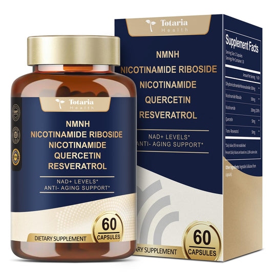 Totaria NMNH (NMN Alternative Supplement) (Dihydronicotinamide Mononucleotide) Ultra Strength, NAD+ Support w/Resveratrol & Quercetin, Ultra Absorption for Anti-Aging, Vegan, 60 Counts TotariaBuy Supplements Australia