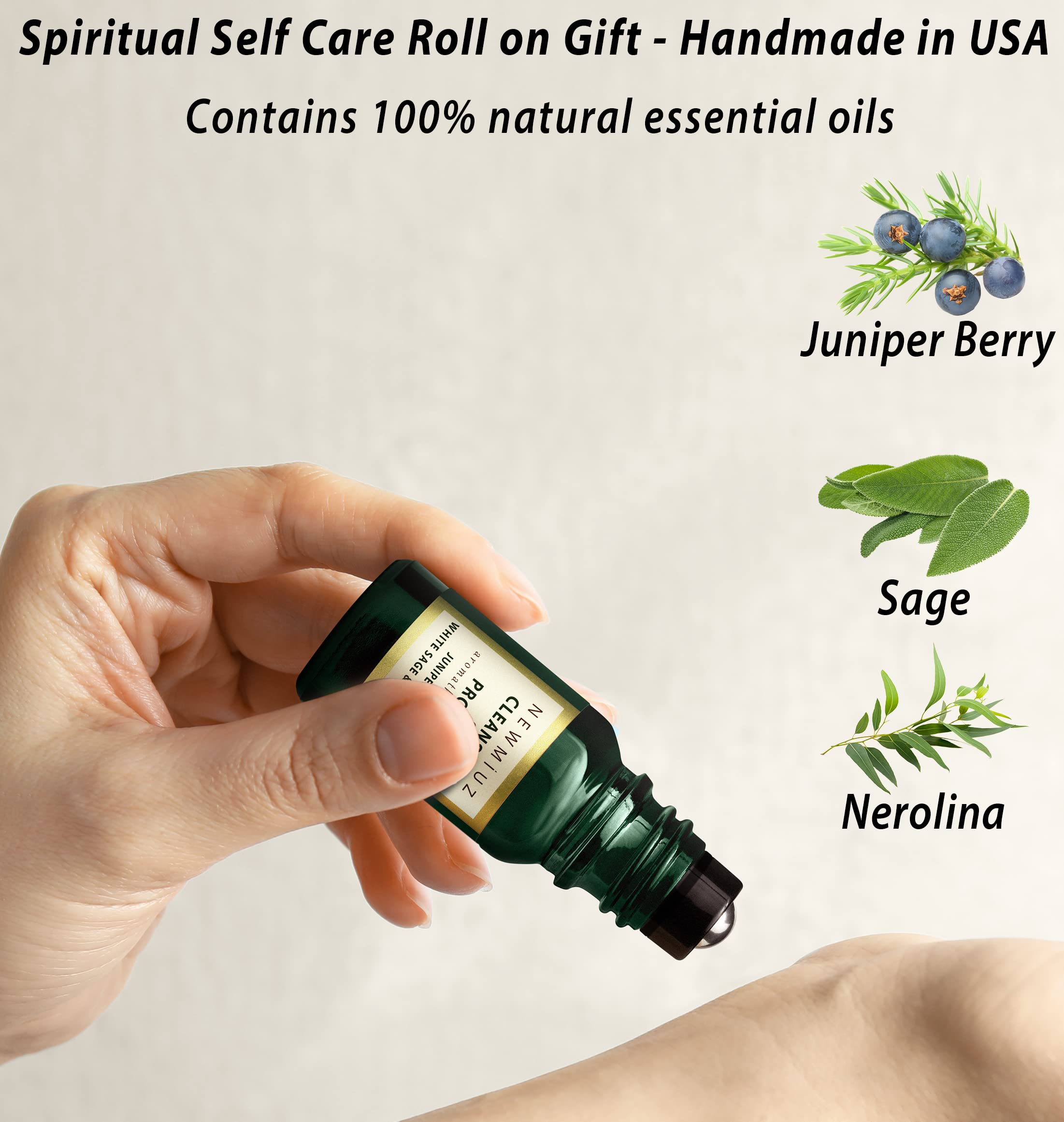 Headache Roll On Stick Peppermint Rosemary and Eucalyptus & Cleansing and Protect Juniper Berry White Sage with Nerolina Pack of 2 New Miuz Au supplements