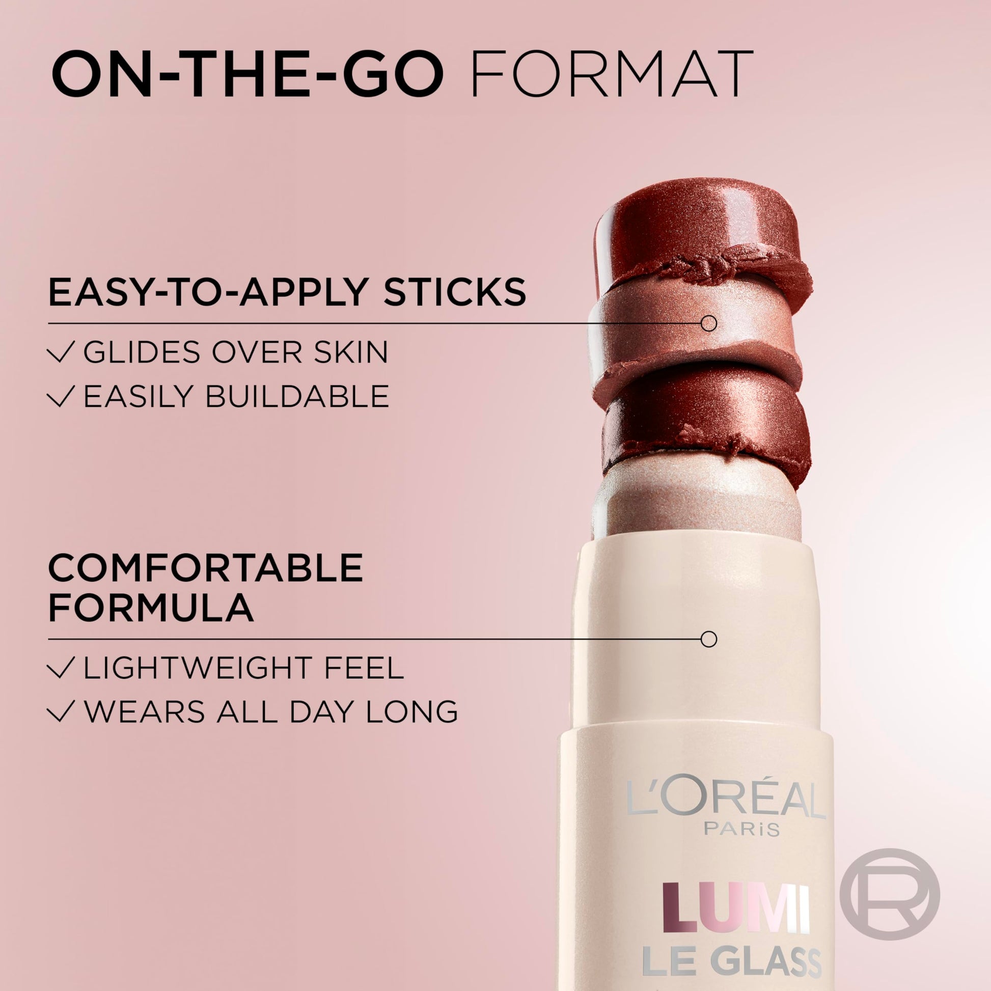 L'Oreal Paris True Match Lumi Le Glass Highlighter Stick, Reflective, Translucent, Glassy Highlighter for Face and Body, 620 Pink Ballet, 0.17 Oz L'Oreal Paris Au supplements