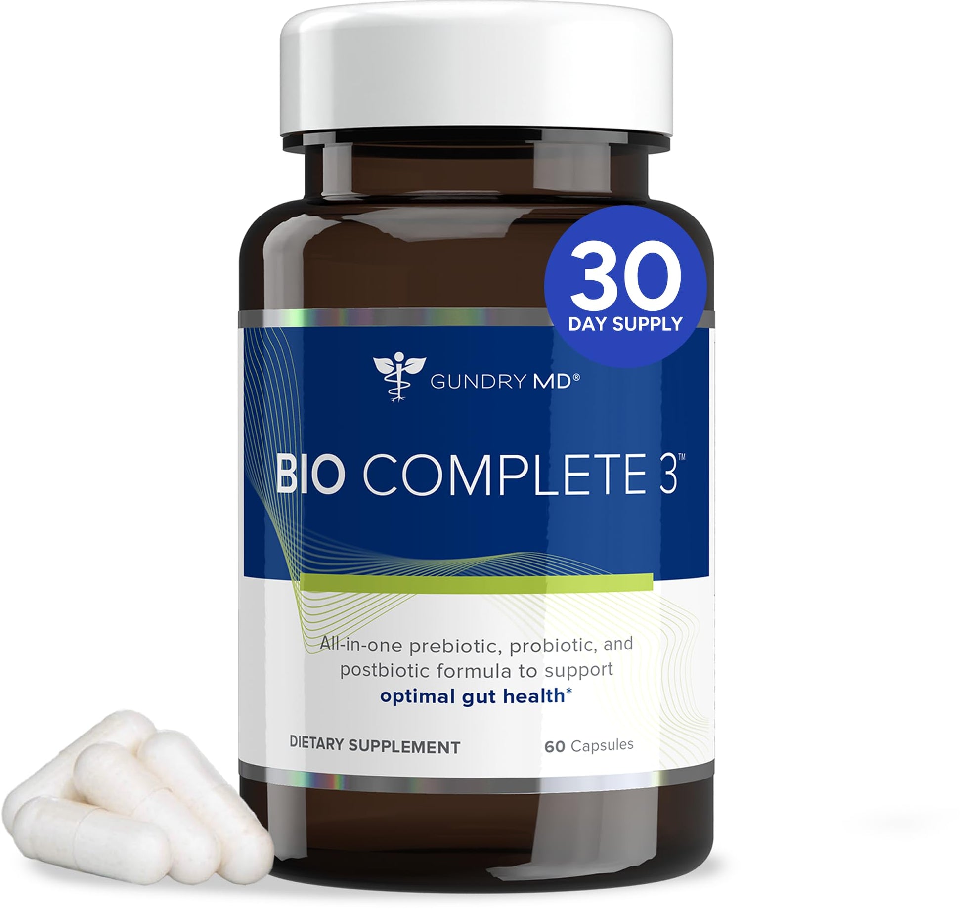 Gundry MD® Bio Complete 3, 3-in-1 Probiotics for Gut Health, Probiotic Supplements for Digestion, Supplement Supporting Bloating, Gas, Food Cravings, Energy Levels, Skin, and Focus, 30 Day Supply Gundry MD Au supplements