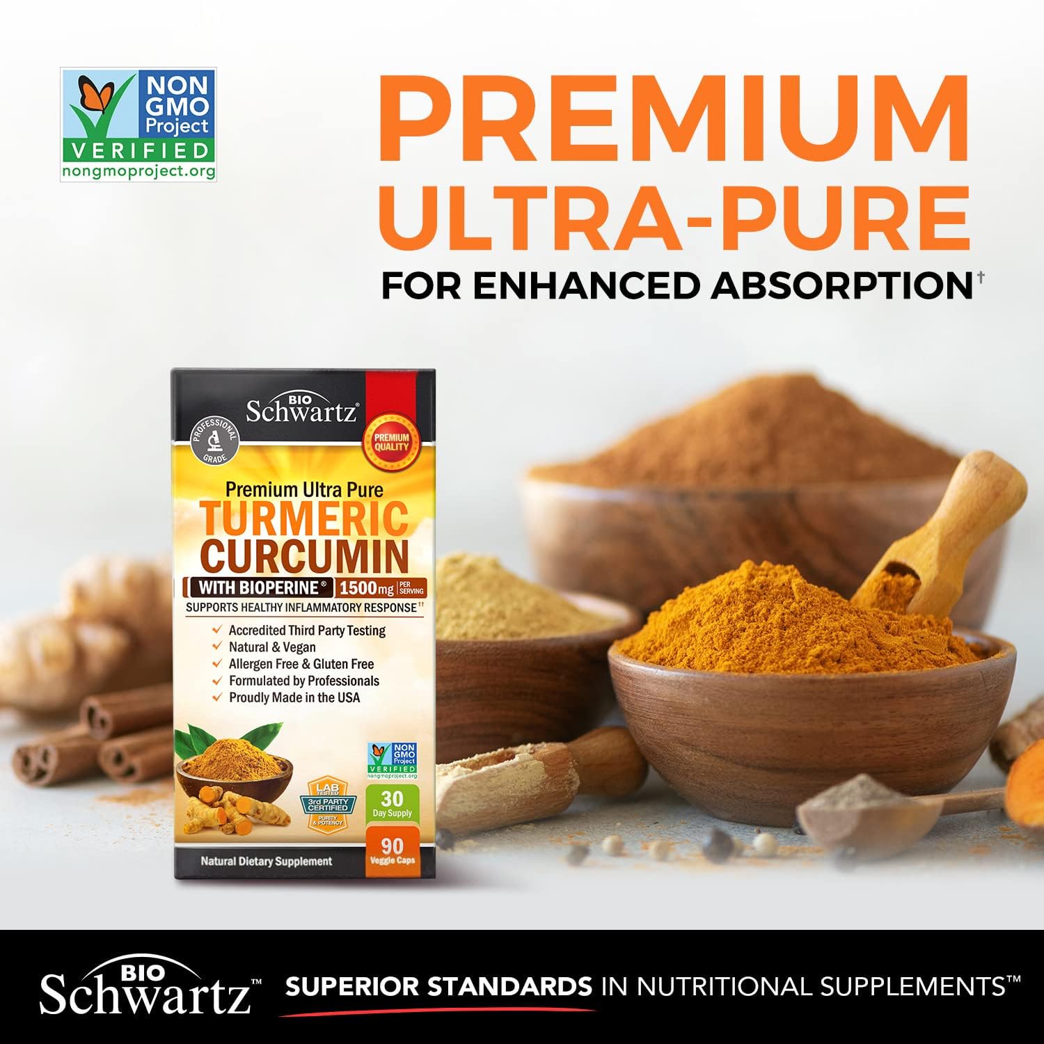 Turmeric Curcumin with Black Pepper Extract 1500mg - High Absorption BioSchwartz Au supplements