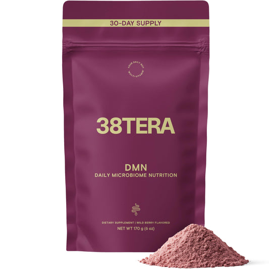 38TERA DMN (Daily Microbiome Nutrition), 6 Oz, Plant-Based Fiber Powder with 3 Different Prebiotics, Helps Digestive & Gut Health, Low FODMAP Supplement, Vegan, Wild Berry Flavor, 30 Servings 38TERAUS supplements