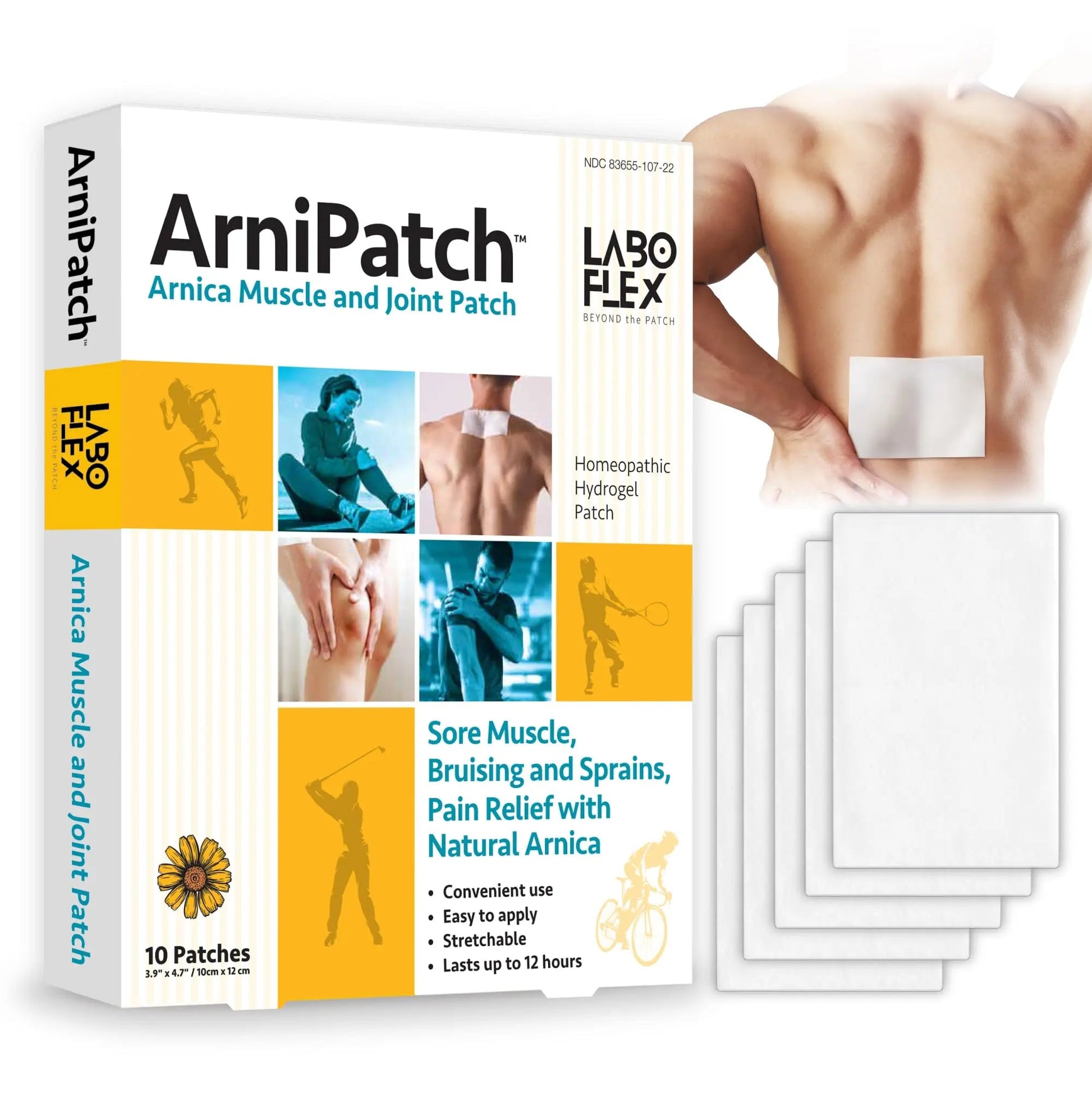 LABOFLEX Arnipatch Natural Arnica Pain Relief Hydrogel Patches – Long Lasting Relief for Muscle Soreness, Swelling, Inflammation, Stiffness & Injury on Back, Knee & Neck (Box, 10, Count) LABOFLEX Au supplements