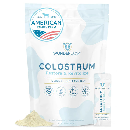 WONDERCOW Colostrum Supplement Powder for Gut Health, Immune Support & Wellness | Natural IgG Pure Whole Bovine Colostrum Superfood, Unflavored, 30 Servings WONDERCOWAU supplements