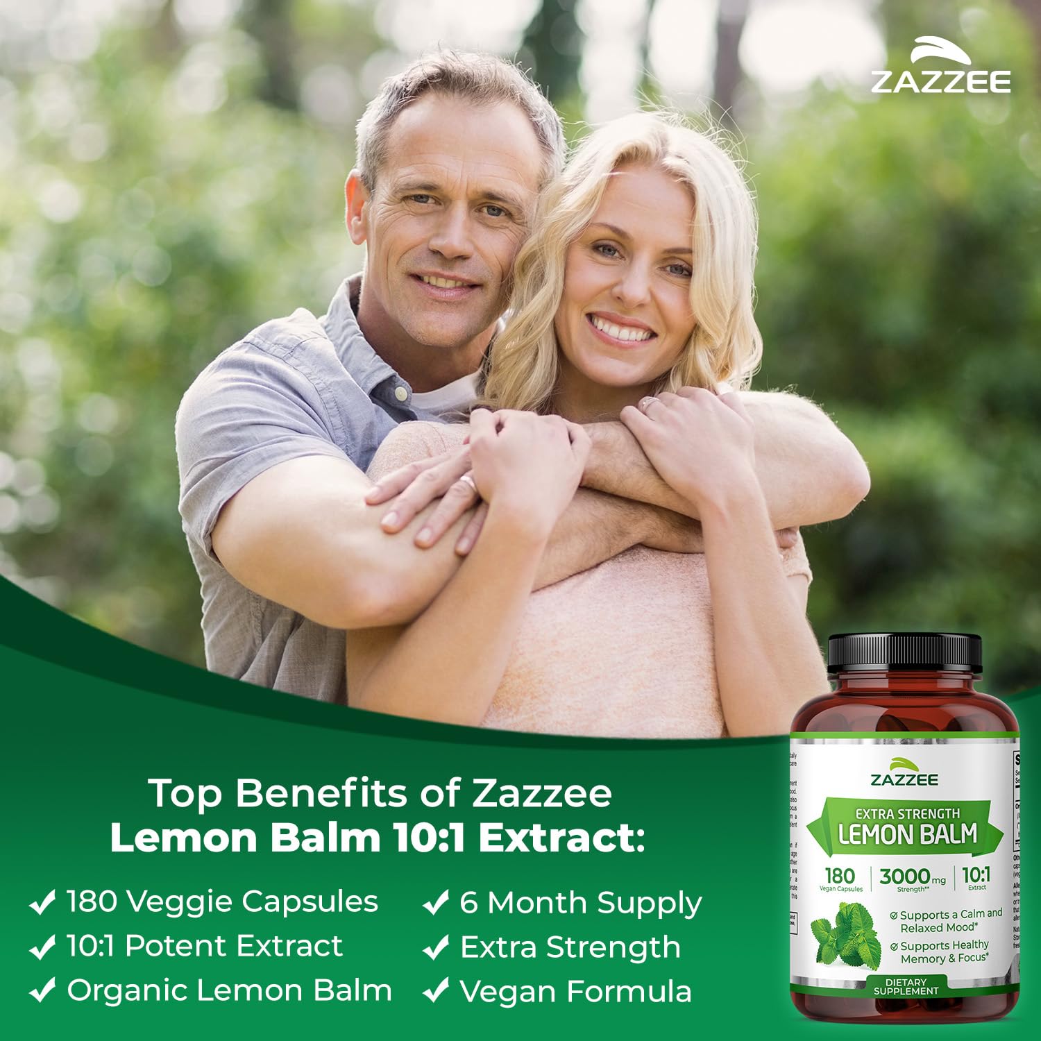 Zazzee Organic Lemon Balm 10:1 Extract, 180 Vegan Capsules, 6 Month Supply, Melissa Officinalis, Calm, Mood, Stress & Relaxation Support, Herbal Supplement, All-Natural, Non-GMO, Made in the USA Zazzee Au supplements
