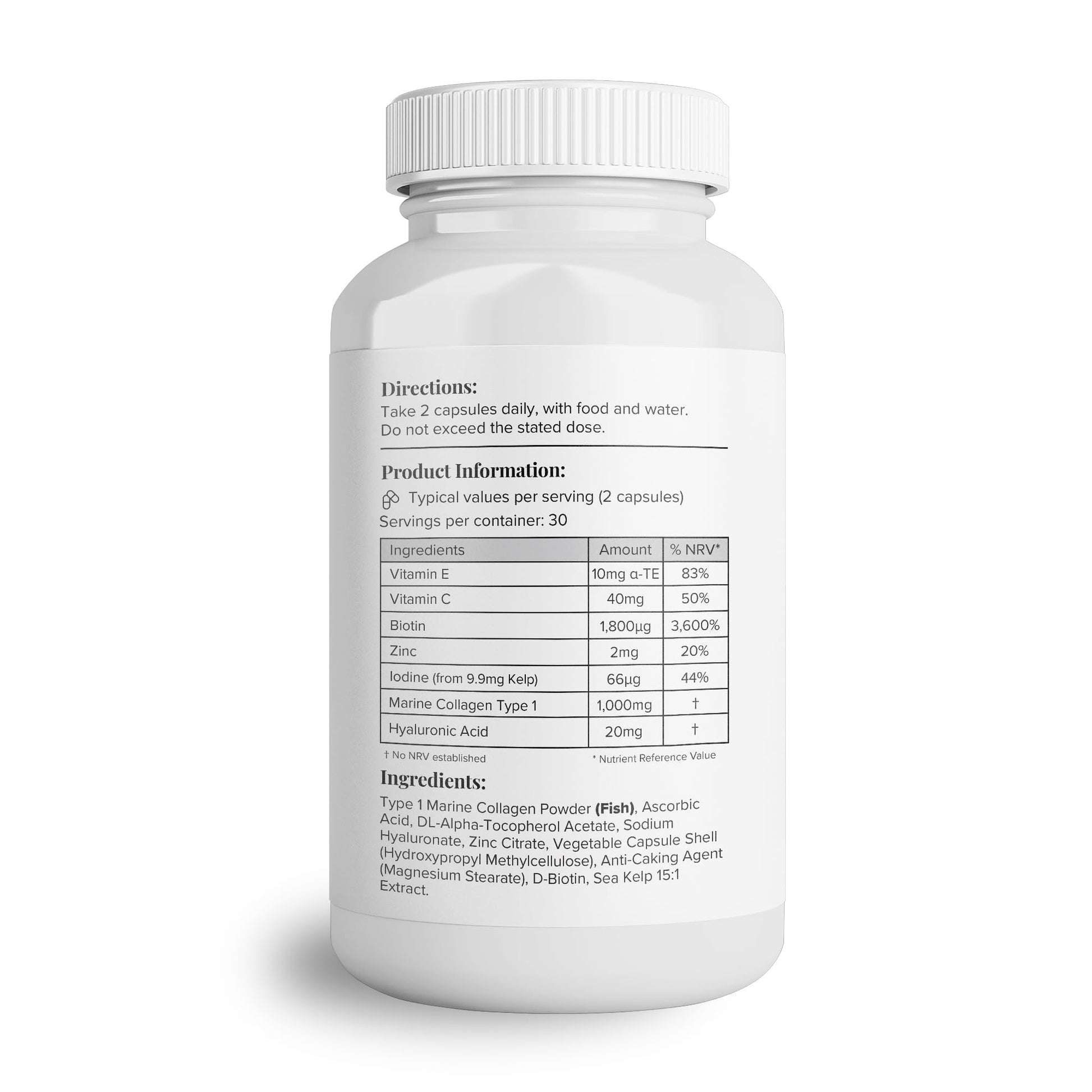 Hey Nutrition Collagen Complex Hyaluronic Acid & Sea Kelp Vitamin E, C, Biotin - Healthy Nails, Skin, Hair Hey Nutrition Au supplements