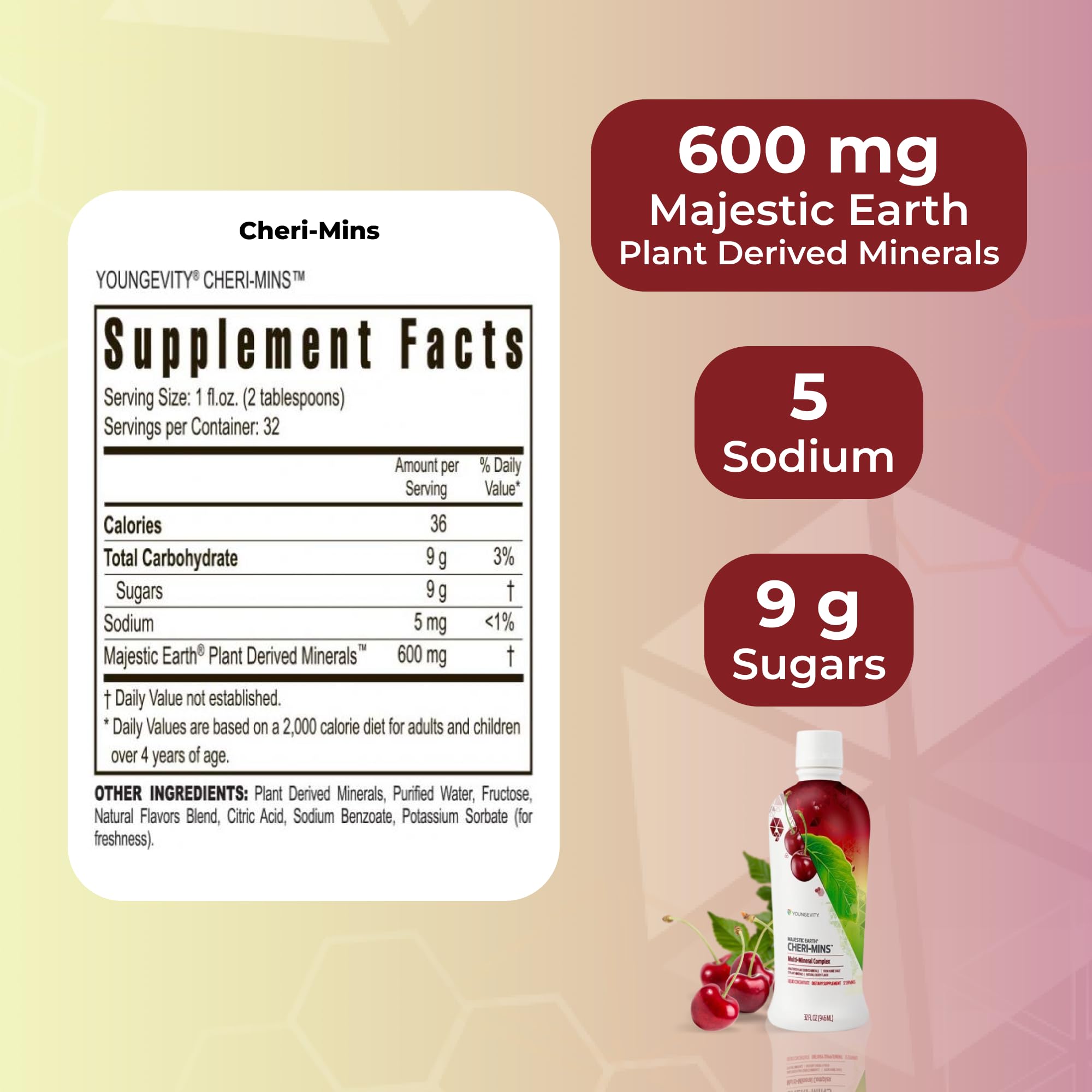Youngevity Cheri-Mins™ Plant Derived Liquid Minerals - Great Tasting Formula - 77+ Natural Unaltered Trace Minerals - Colloidal Form Humic Shale (32 Fl Oz) Youngevity Au supplements