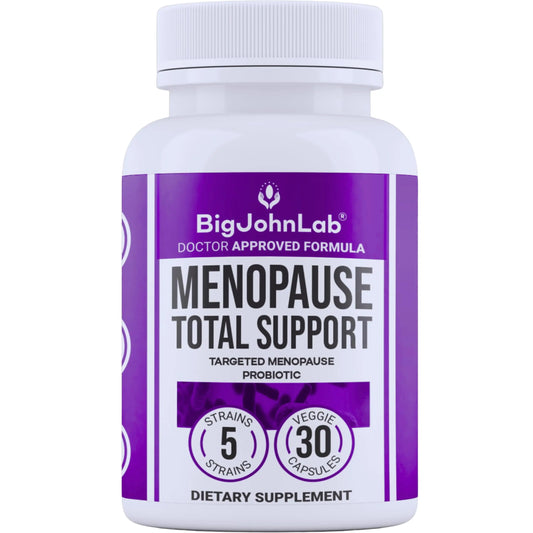 BIGJOHNLAB® - Menopause Total Support – Advanced Probiotic Formula with 5 Strains & 15 Billion CFU, Resveratrol, Black Cohosh, Acacia Fiber, Non-GMO & 100% Vegetarian BIGJOHNLABAU supplements