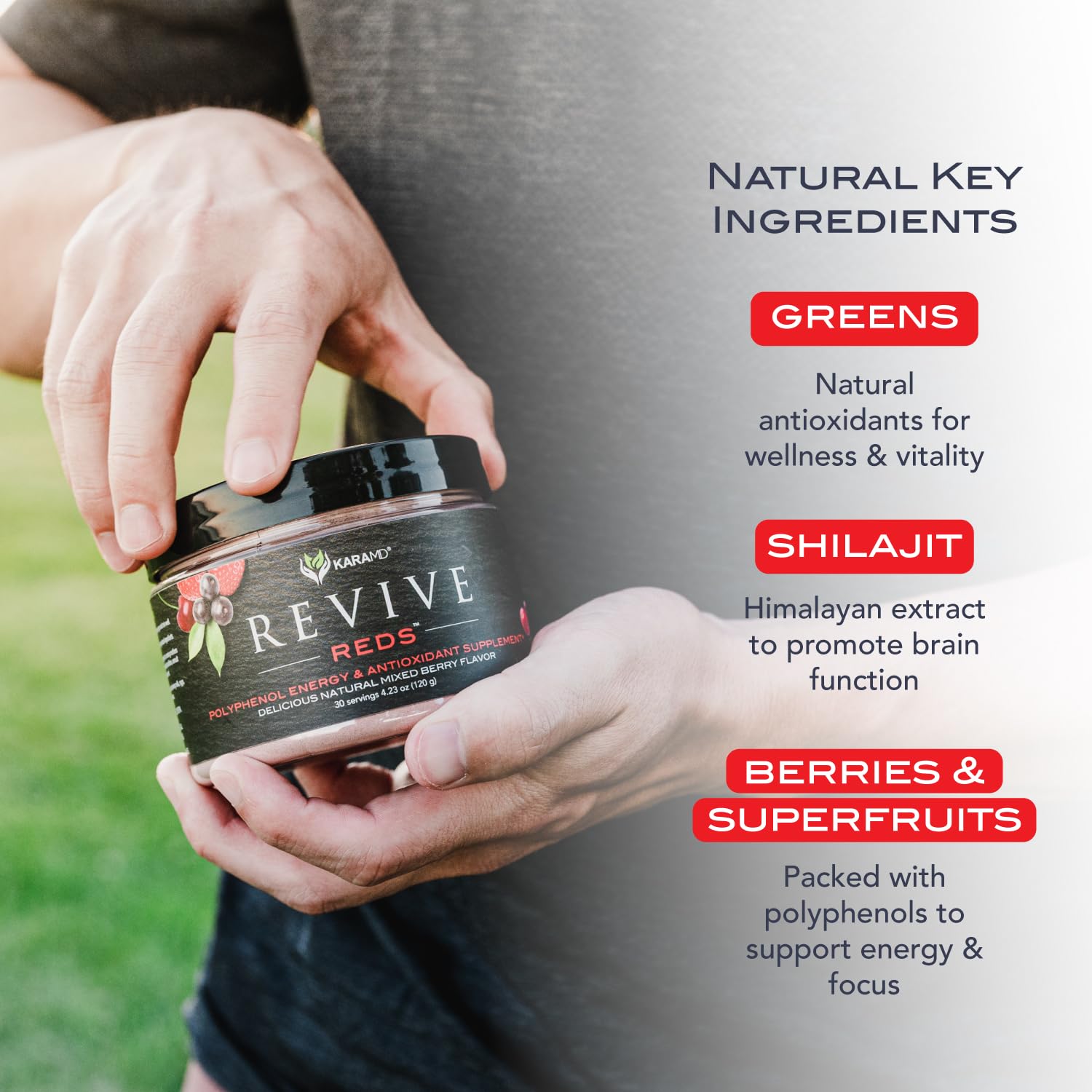 KaraMD Pure Nature Greens Whole Food Supplement & Revive Reds Polyphenol Energy Booster | Antioxidants, Shilajit & Enzymes | Vegan Friendly, Gluten Free, Non-GMO (30 Servings) KaraMD Au supplements