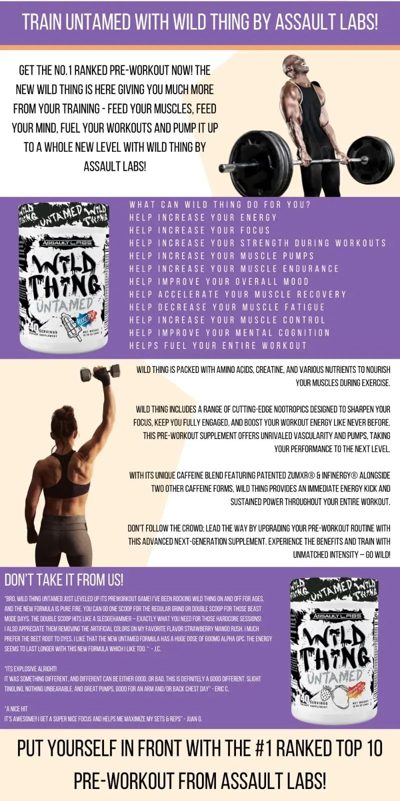 Assault Labs Wild Thing Pre Workout Powder Blend of Di-Citrulline Malate,Beta Alanine Assault Labs uk supplements