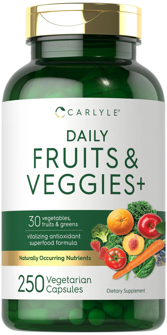 Carlyle Fruits and Veggies Supplement | 250 Capsules | Made with 30 Fruits and Vegetables | Vegetarian, Non-GMO, Gluten Free Superfood Formula CarlyleAU supplements