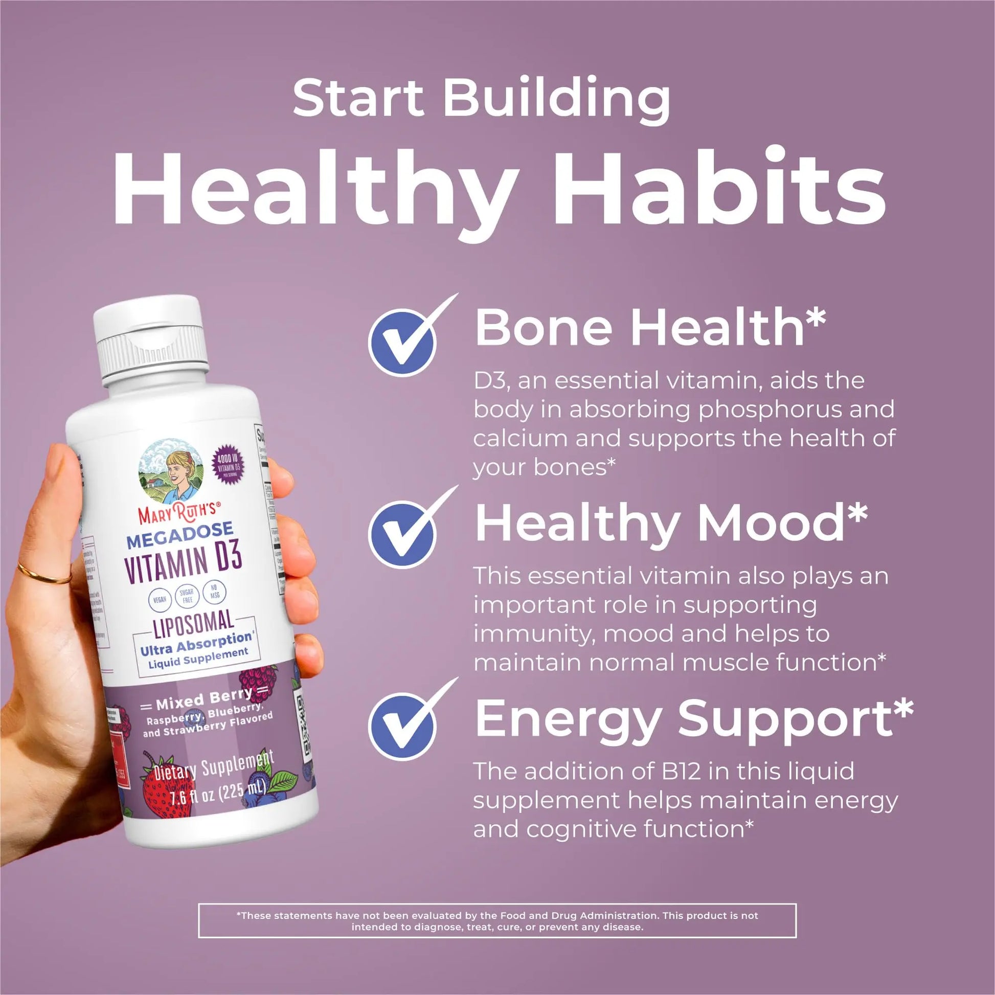 MaryRuth Organics Megadose Vitamin D3 Liposomal | Vitamin D 4000 IU | Ultra Absorption | Immune Support for Adults | Bone Health | VIT D3 | Vegan | Sugar Free | Gluten Free | Non-GMO | 45 Servings MARYRUTH'S Au supplements