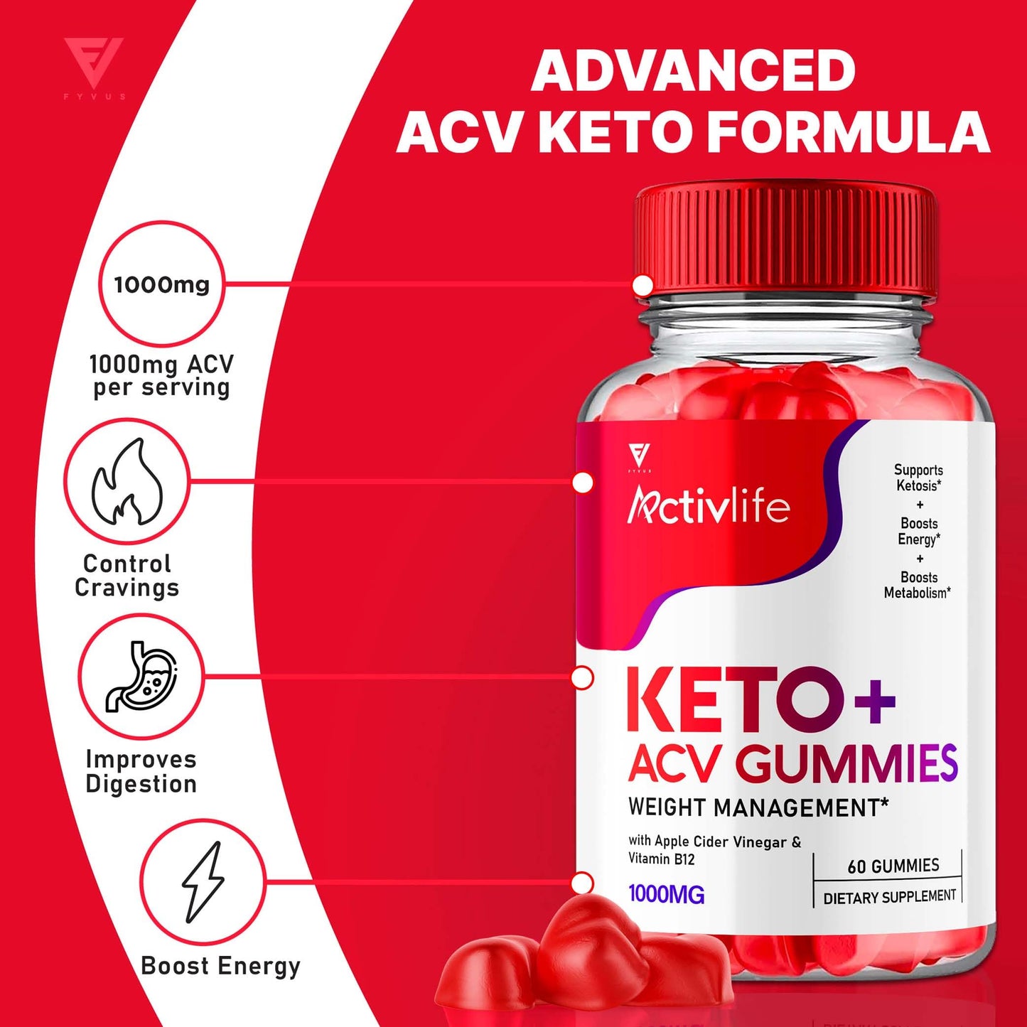 (2 Pack) Activlife Keto ACV Gummies Activelife Keto Advanced, Active Life Keto FyvusUS supplements