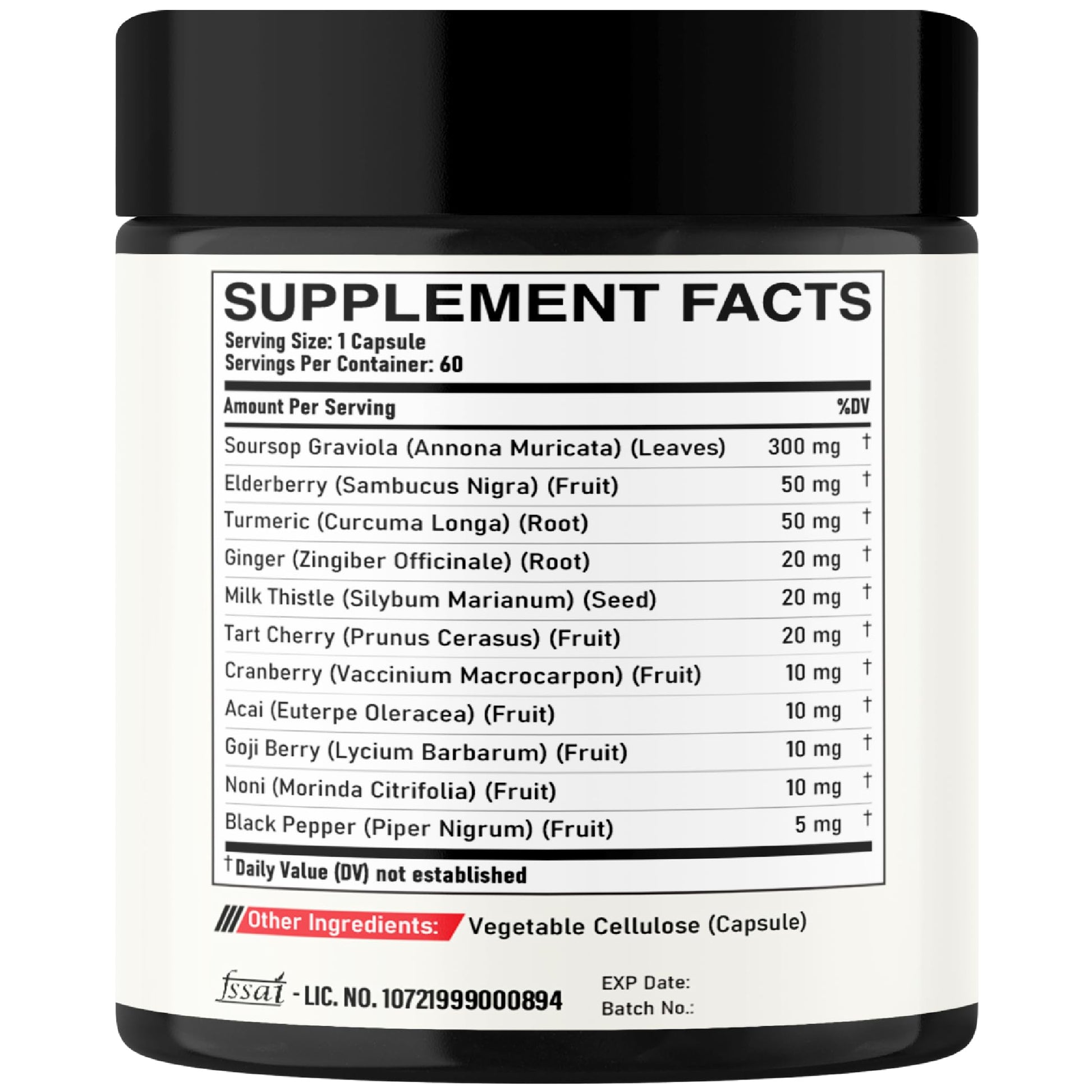 DEDICAD 11in1 Graviola Soursop Capsules - Blended with Elderberry, Turmeric, Ginger, Milk Thistle, Cranberry & More - Support Positive Mood, Immune System & Body Management DEDICAD Au supplements