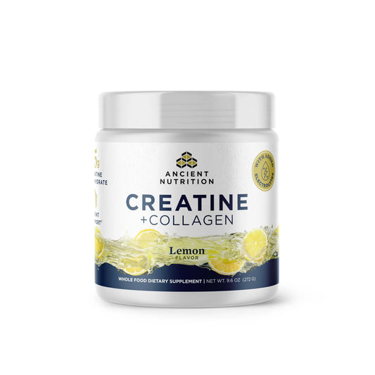 Ancient Nutrition Creatine + Collagen – Muscle Strength, Lean Body Mass, Joint Comfort & Cognitive Support – Includes 5g Creatine Monohydrate for Women + Electrolytes, Lemon, 30 Servings Ancient NutritionAU supplements