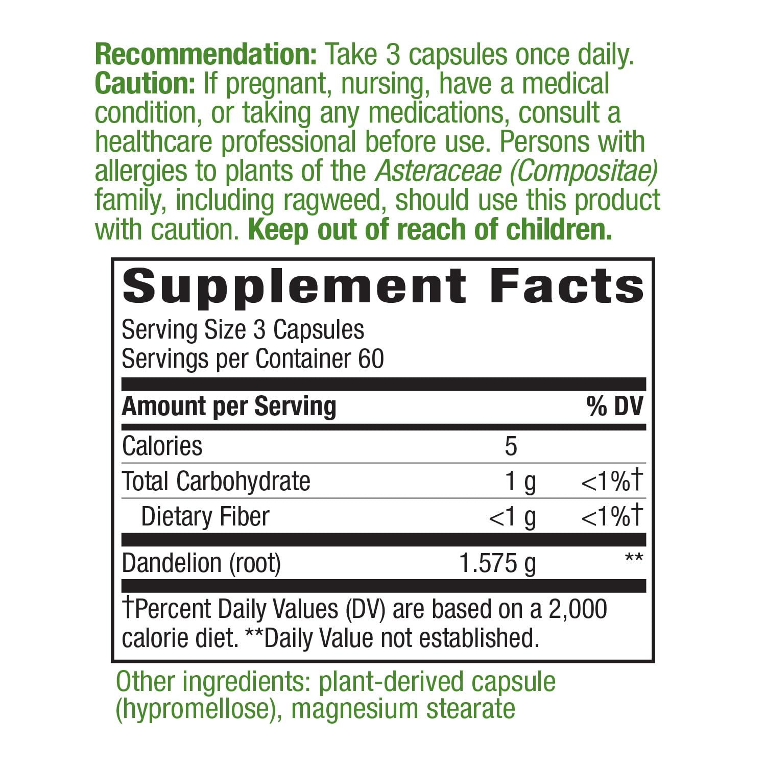 Nature's Way Dandelion Root Diuretic Herb* 525 mg per Capsule Non-GMO Nature's Way Au supplements