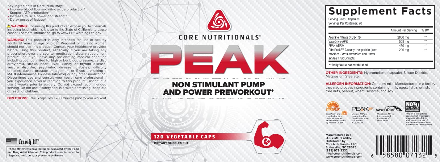 Core Nutritionals Peak, Non-Stimulant Preworkout with VasoDrive-AP and Peak ATP Core Nutritionals Au supplements