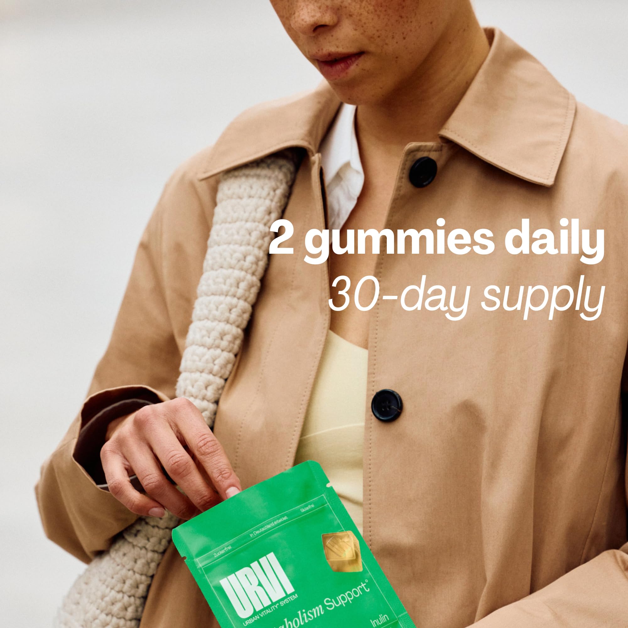 URVI® Metabolism Support Gummies 4-in-1 – Chromium Picolinate, Choline, Inulin & Ginger Extract - Prebiotic Fiber & Minerals – Gut Health & Digestive Support – Sugar-Free – Ginger-Lemon Flavor, 60pcs URVI Au supplements