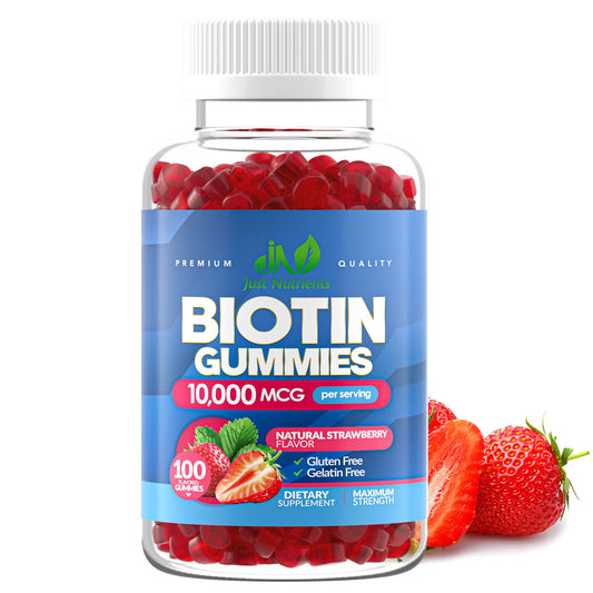 Biotin 10,000mcg Gummies for Hair Growth, Skin & Nails (100 Count) - 2x Maximum Strength Biotin Vitamins for Women & Men - Gluten-Free, Vegan, Non-GMO Just NutrientsUS supplements