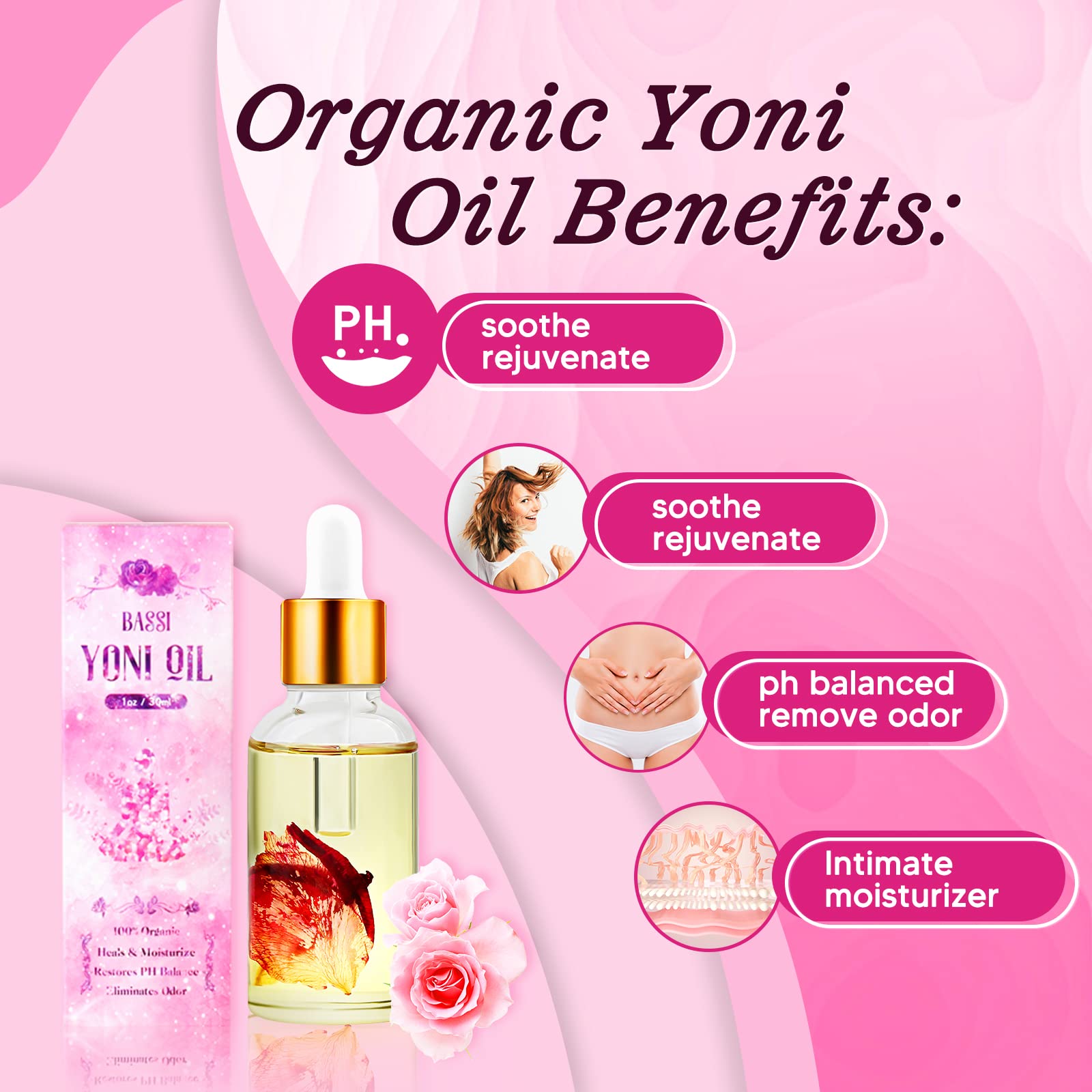 Feminine Wash & Yoni Oil & Yoni Soap Set for Women, Yoni Wash for Vaginal Ph Balance Remove Odor BASSI Au supplements