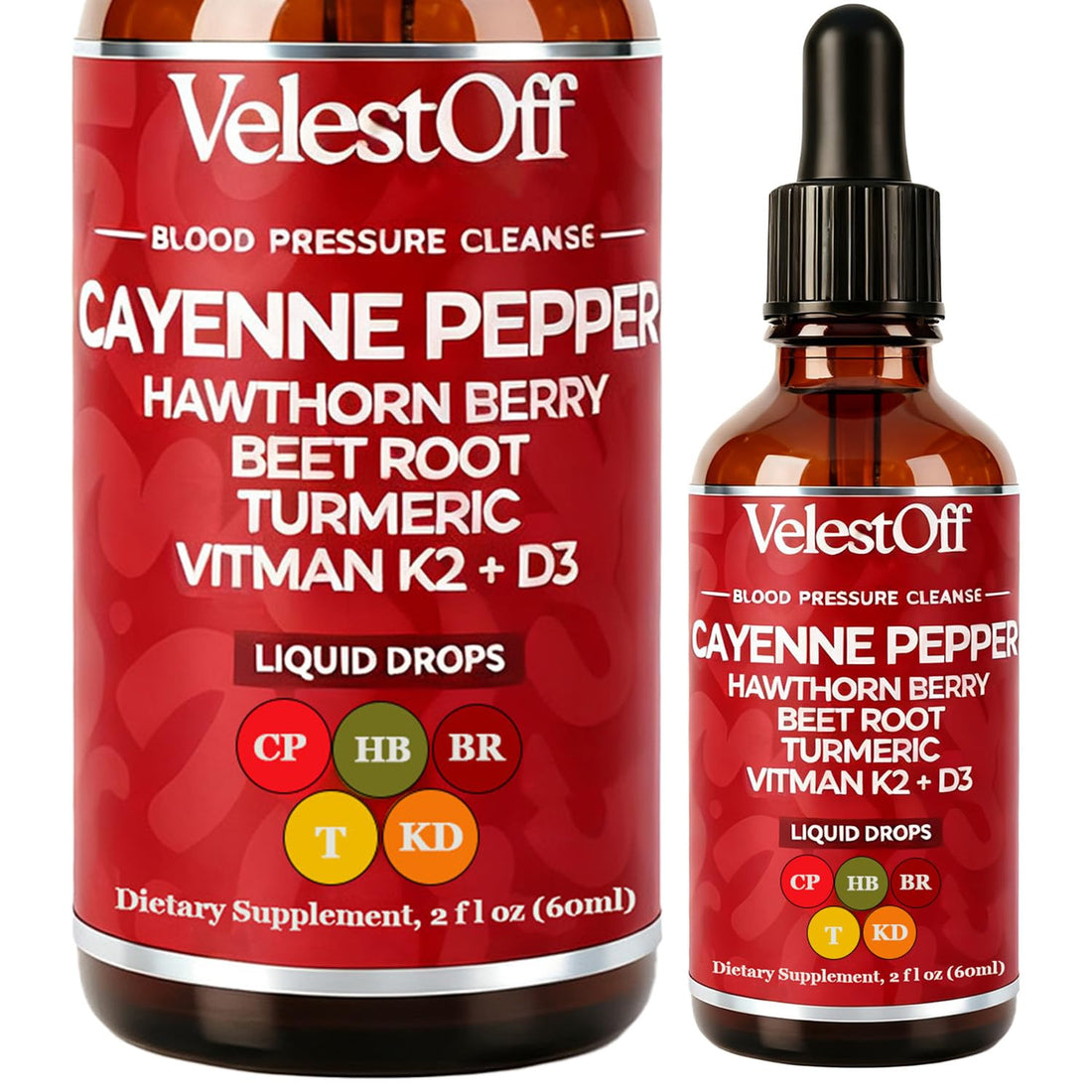 Velestoff Cayenne Pepper Drops Supplement Liquid, Onaise Cayenne Drops - Cayenne Pepper, Hawthorn Berry, Beet Root, Turmeric, Vitamin K2+d3, Immune Support, Energy Boost, 2 fl. oz. LANZF Au supplements