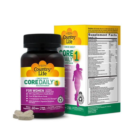 Country Life Women’s Core 1 Daily Multivitamin with Iron, Cranberry, Probiotics, and Digestive Enzymes-Certified Gluten-Free Formula for Energy, Immune Support and Complete Digestive Health,60 Tablets Country LifeAU supplements