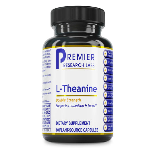 Premier Research Labs L-Theanine Double Strength - Pure L Theanine Supplement 200mg, Focus & Energy Support for Men & Women, Amino Acid for Relaxation, Support for Adults & Kids - 60 Vegan Capsules Premier Research LabsAU supplements
