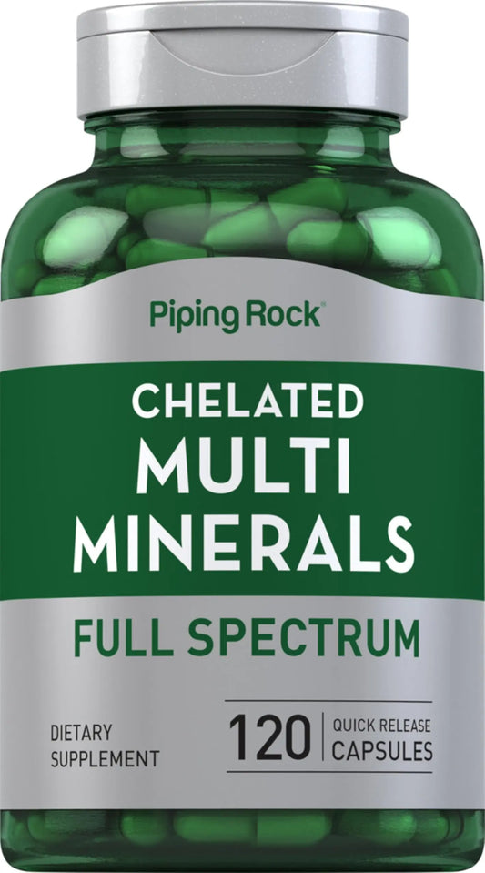 Piping Rock Mega Multi Mineral Chelated Supplement | 120 Capsules | for Men and Women | Iron Free | Non-GMO, Gluten Free Piping RockAU supplements