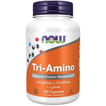 NOW Foods Supplements, Tri-Amino with L-Arginine, L-Ornithine, L-Lysine, Supports Protein Metabolism*, 120 Capsules NOW Foods Au supplements