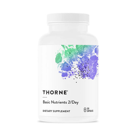 THORNE - Basic Nutrients 2/Day - Comprehensive Daily Multi-Vitamin with Optimal Bioavailability - Vitamin & Mineral Formula - Third-Party Certified - Gluten, Dairy & Soy-Free - 120 Capsules THORNEAU supplements