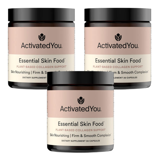 ACTIVATEDYOU Essential Skin Food, Advanced Skincare Collagen Elastin Support Supplement for Aging Skin, Helps Improve Appearance of Face Texture, Sagging w/Dermaval, Vitamin C (30 Count (Pack of 3)) ACTIVATEDYOUAu supplements