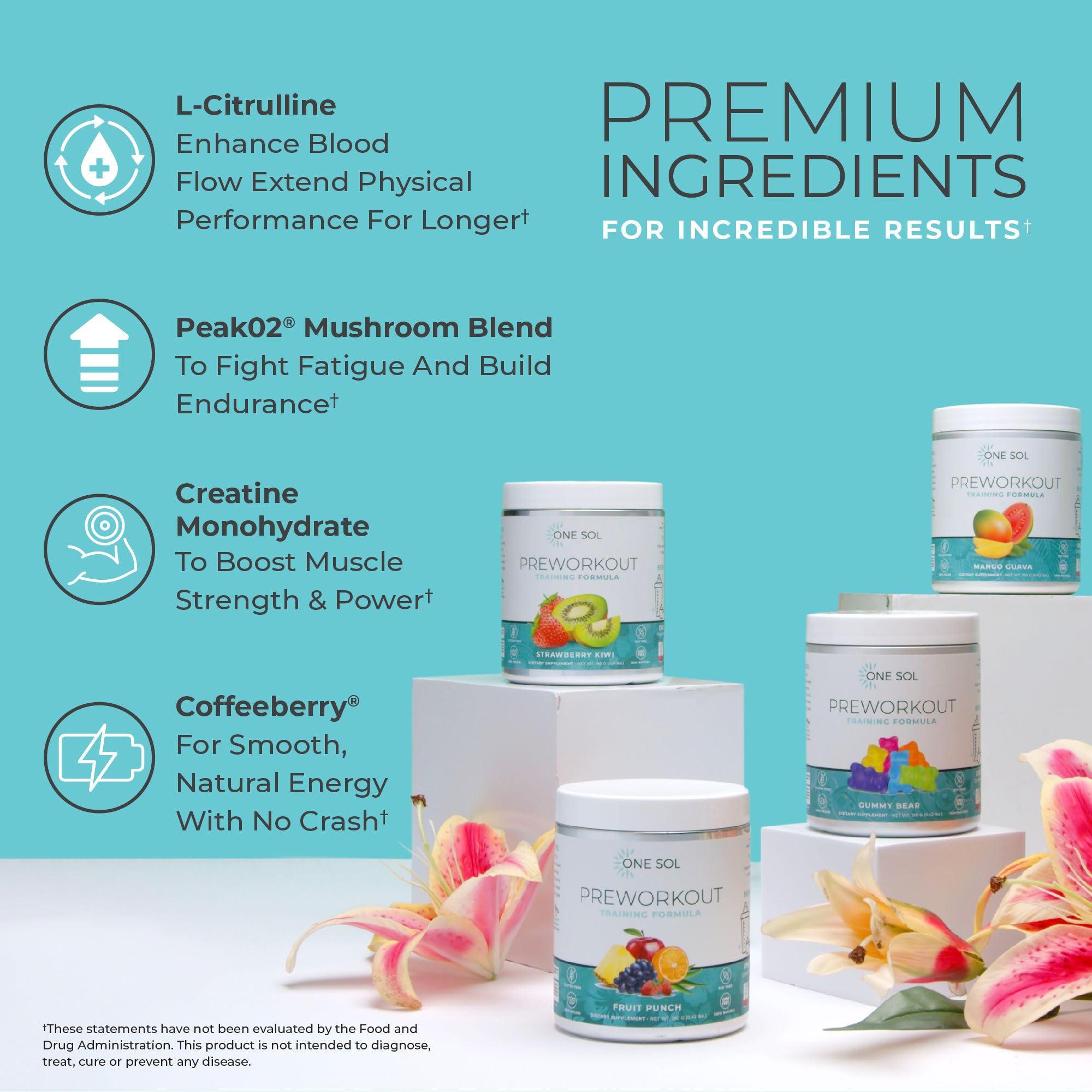 One Sol Pre-Workout for Women, Enhanced Pump & Focus, No Jitters Or Crash, Natural One Sol Au supplements