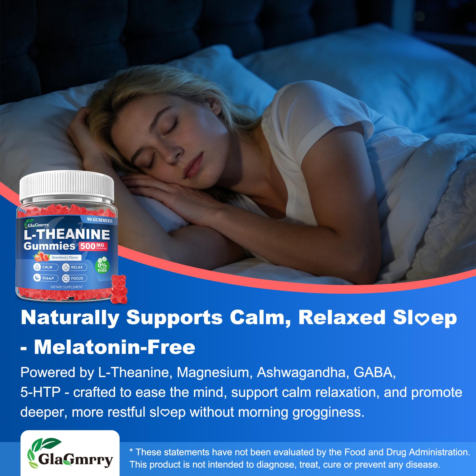GlaGmrry 180 Count | L Theanine Gummies, L Theanine Supplement for Adults & Kids, w/Ashwagandha, Magnesium, GABA & 5-HTP, Sugar Free Liposomal Formula for Calm Relax zzZ M♡♡d & Focus, Vegan GlaGmrry Au supplements