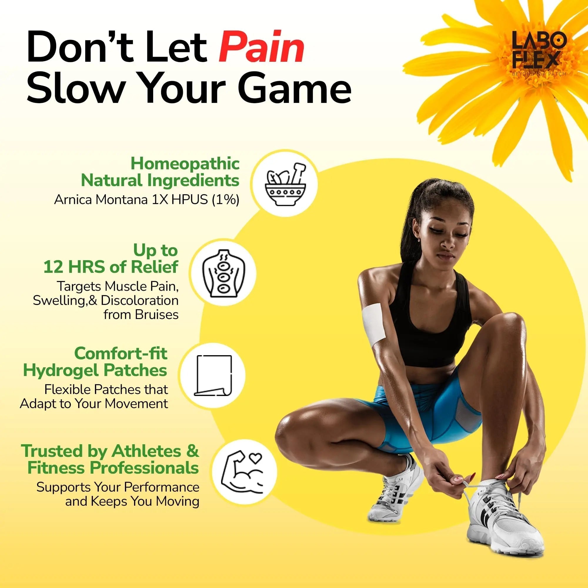 LABOFLEX Arnipatch Natural Arnica Pain Relief Hydrogel Patches – Long Lasting Relief for Muscle Soreness, Swelling, Inflammation, Stiffness & Injury on Back, Knee & Neck (Box, 10, Count) LABOFLEX Au supplements