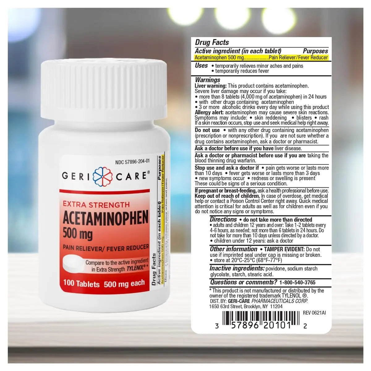 GeriCare Extra Strength Acetaminophen Pain Relief Fever Reducer Tablets, Strength 500mg Tablet | Joint, Muscle, Arthritis, Back Pain, Body Pain Relief, 100 Count (Pack of 2) GeriCare Au supplements