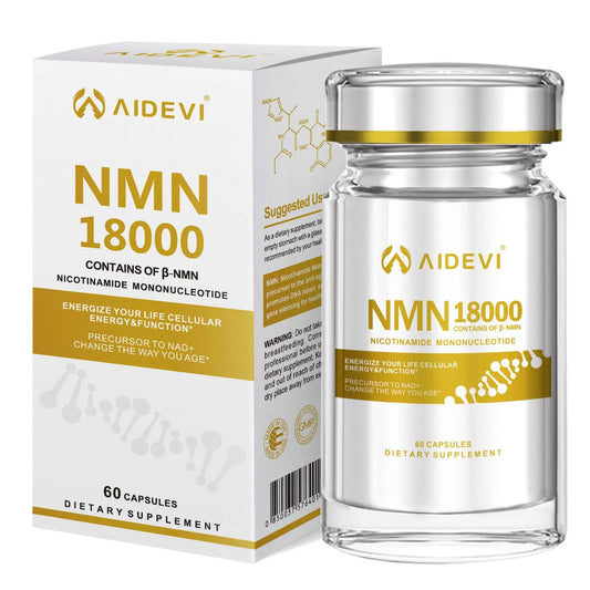 AIDEVI NMN 18000 - Nicotinamide Mononucleotide Supplement with Resveratrol, Stabilized Form & 99% High Purity to Boost NAD+ Levels for DNA Repair Supplement, for Healthy Aging, 60 Capsules AIDEVIAU supplements