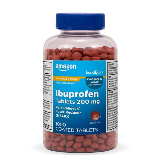 Amazon Basic Care Ibuprofen Tablets, Fever Reducer and Pain Relief from Body Aches Amazon Basic CareAU supplements