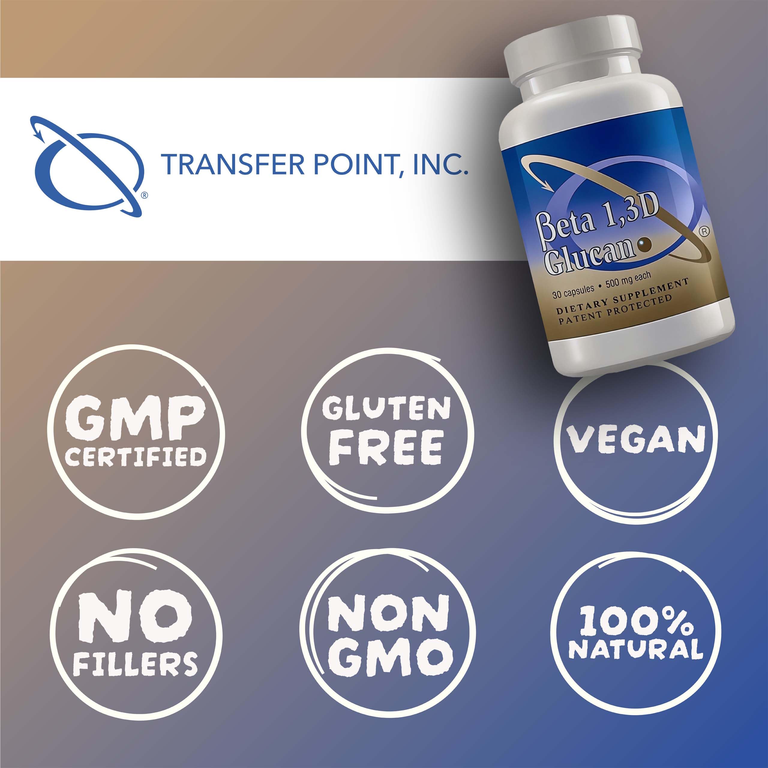 Transfer Point Immune Support Supplement Highly Purified Beta Glucan 500 mg per Capsule (b-glucan Fiber) (Pack of 1) Transfer Point Au supplements