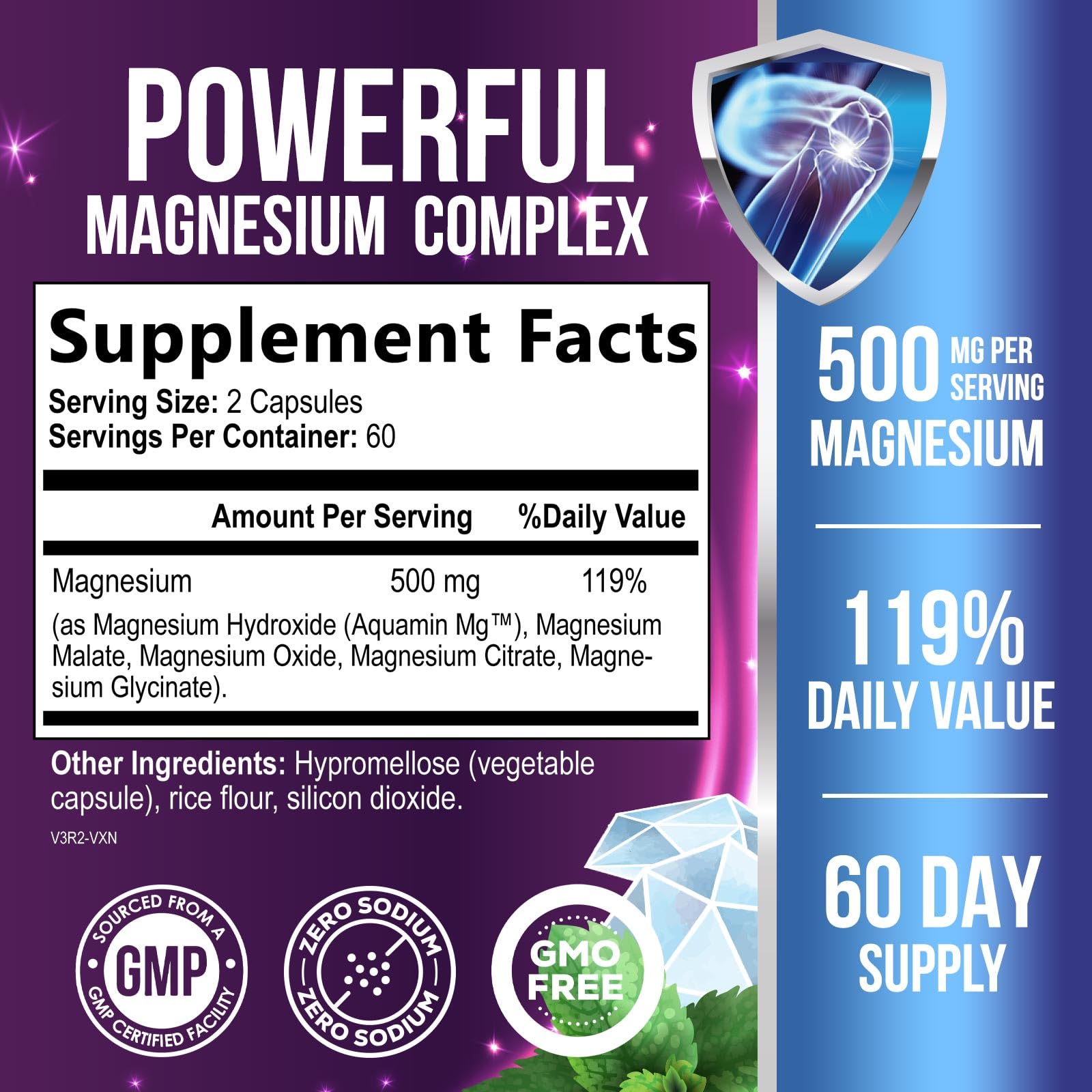 Magnesium Complex Capsules - 500mg per Serving Magnesium - High Absorption Chelated Mineral Supplement - with Oxide, Glycinate, Malate, Citrate for Muscle Bone and Heart Health Support - 120 Capsules Health Nutrition Naturals Au supplements